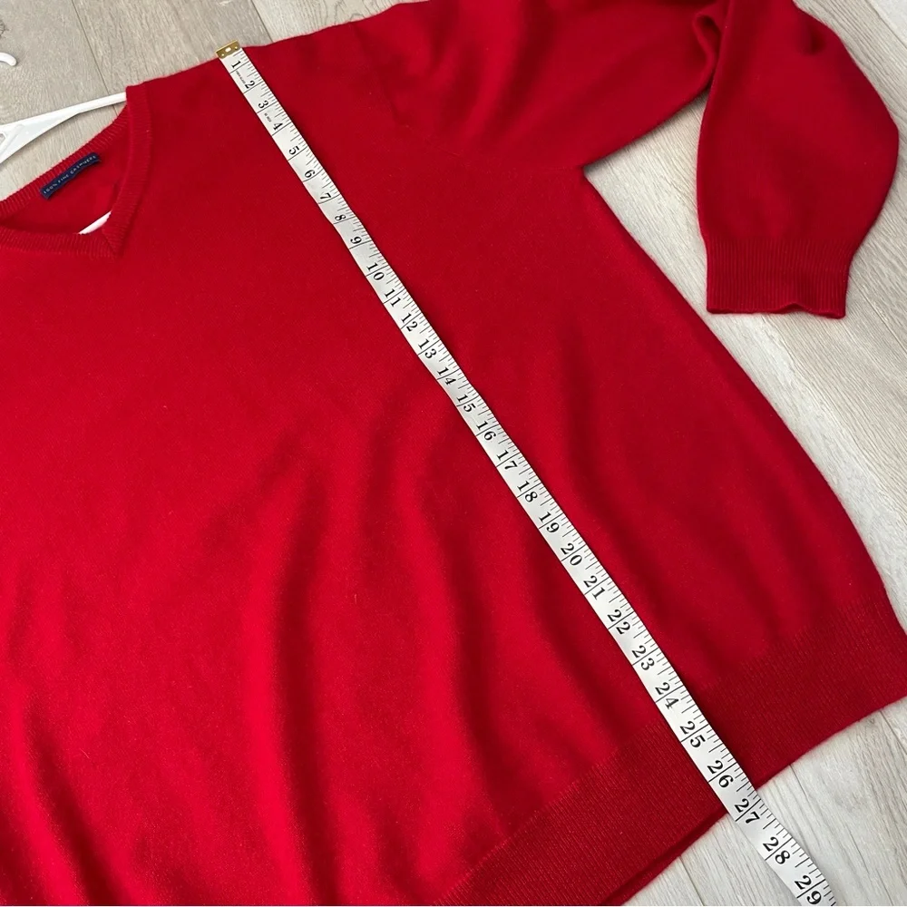 Cashmere V-Neck Sweater long sleeve knit mens Red (large) classic preppy bright